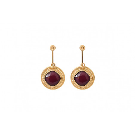 Glamorous faceted cabochon hoop earrings - red