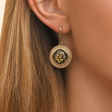 Couture faceted cabochon hoop earrings - gold-plated93046