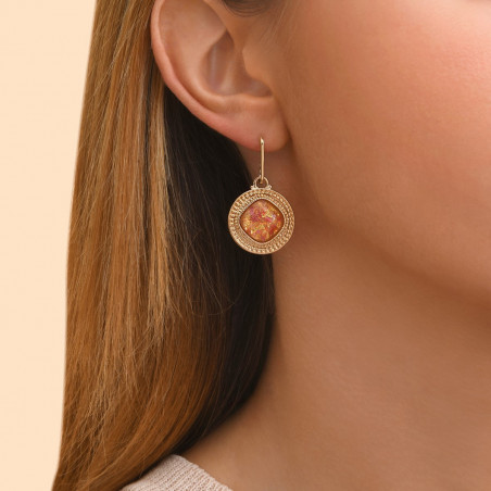 Faceted cabochon hoop earrings - pink93048