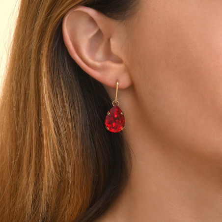 Boucles d'oreilles créoles cristal Prestige poire - rouge93050