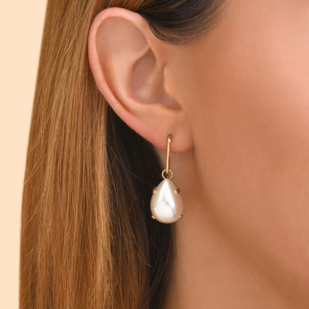 Boucles d'oreilles créoles perle nacrée - doré93052