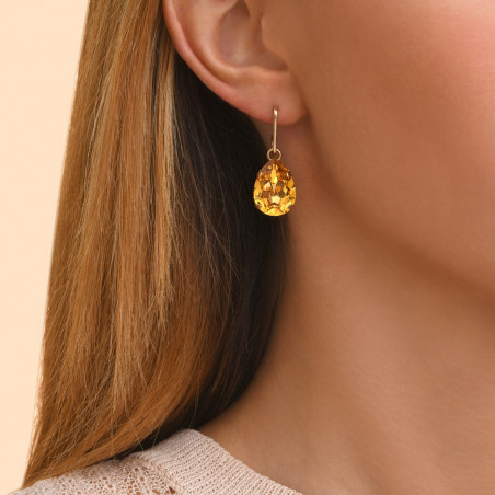 Boucles d'oreilles créoles cristal Prestige poire - jaune93054