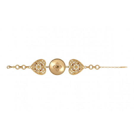Bracelet réglable baroque cœur cristaux Prestige - doré93059