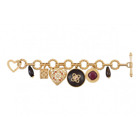 Bracelet maillons ajustable bijoux charm's bois kamakong cristaux Prestige - bois rouge93068