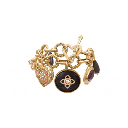 Bracelet maillons ajustable bijoux charm's bois kamakong cristaux Prestige - bois rouge