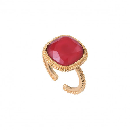 Glamorous faceted cabochon adjustable ring | red