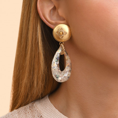 Sophisticated Prestige crystal resin clip-on earrings - gold-plated93107
