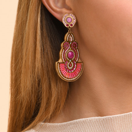Colourful prestige crystal clip-on earrings - fuchsia93683