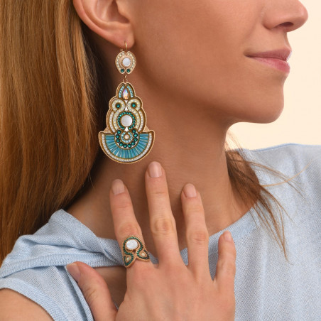 Feminine white mother-of-pearl sleeper earrings - blue93691