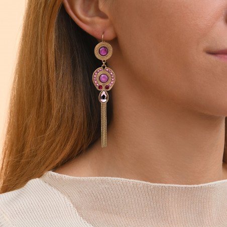 Refined prestige crystal sleeper earrings - fuchsia93695