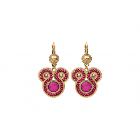 Fashionable Prestige crystal sleeper earrings - fuchsia