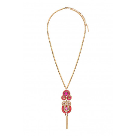 Prestige crystal adjustable pendant necklace - fuchsia93720