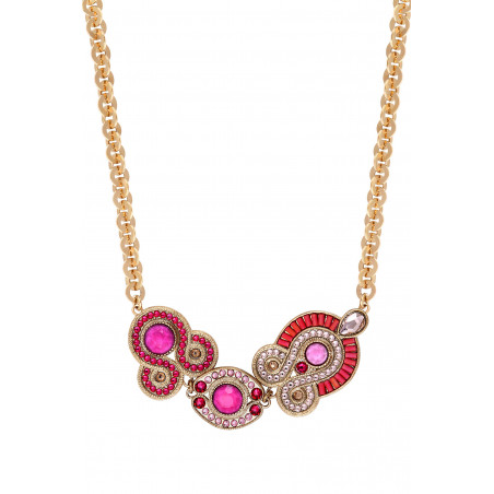 Beautiful Prestige crystal short chain necklace - fuchsia