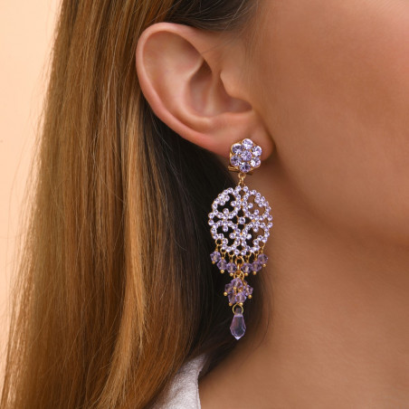 Rhinestone Prestige crystal stud earrings - purple93779