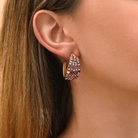 Chic Prestige crystal rhinestone hoop earrings - purple93980
