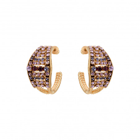Chic Prestige crystal rhinestone hoop earrings - purple