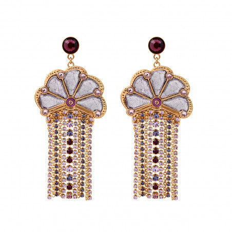 Colourful Prestige crystal delicate chain stud earrings chains- purple