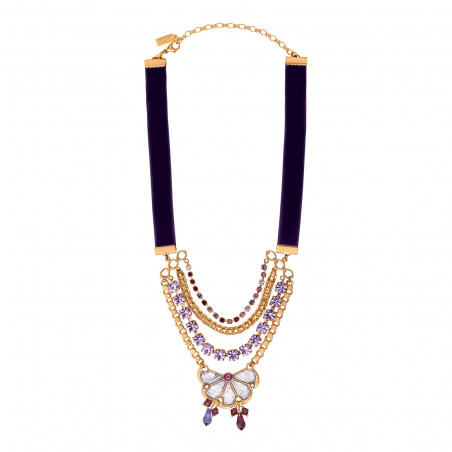 Velvet Prestige crystal choker pendant necklace - purple