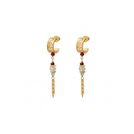 On-trend gemstone chain butterfly fastening earrings - red
