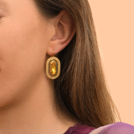 Noor crystal sleeper earrings - yellow94223