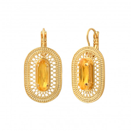 Noor crystal sleeper earrings - yellow