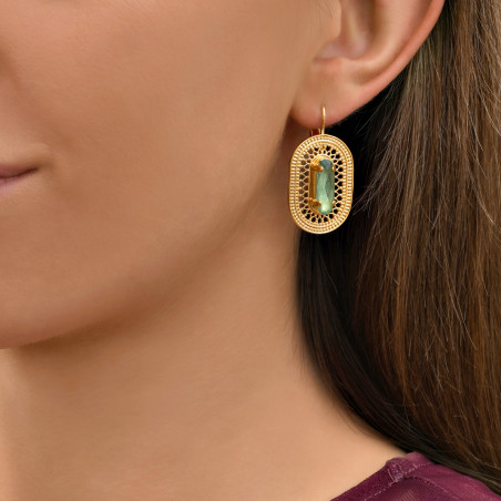 Boucles d'oreilles dormeuses cristaux Noor - turquoise94229