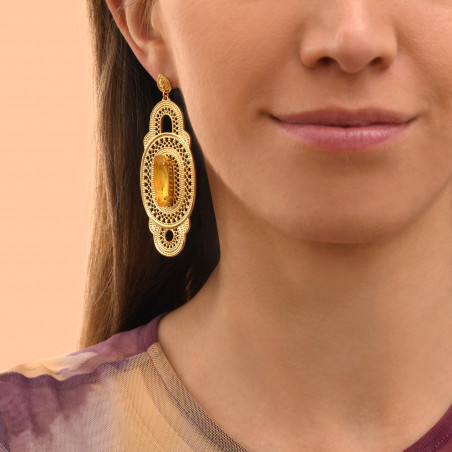 Noor big crystal stud earrings - yellow94256