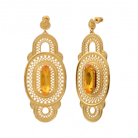 Noor big crystal stud earrings - yellow