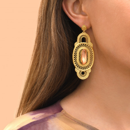Big crystal stud earrings - pink94260