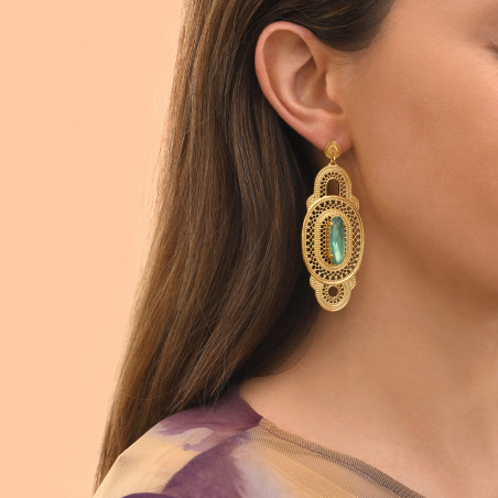 Big crystal stud earrings - turquoise94262