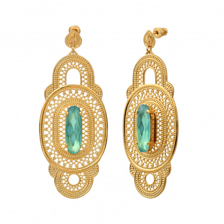 Big crystal stud earrings - turquoise