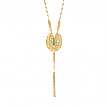Noor crystal filigree sautoir necklace - turquoise