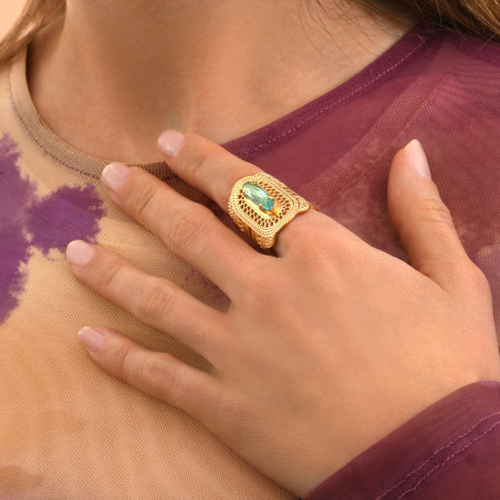 Noor wide crystal filigree ring medium size - turquoise94285