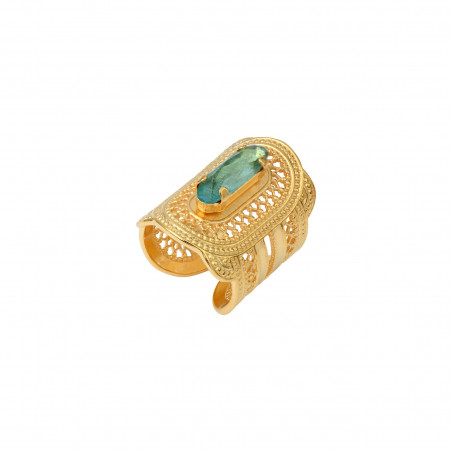 Noor wide crystal filigree ring medium size - turquoise