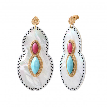 Mindoro tribal mother-of-pearl stud earrings - white