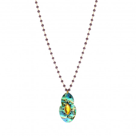 Collier de perles gemmes pendentif nacre paua Mindoro - bleu irisé