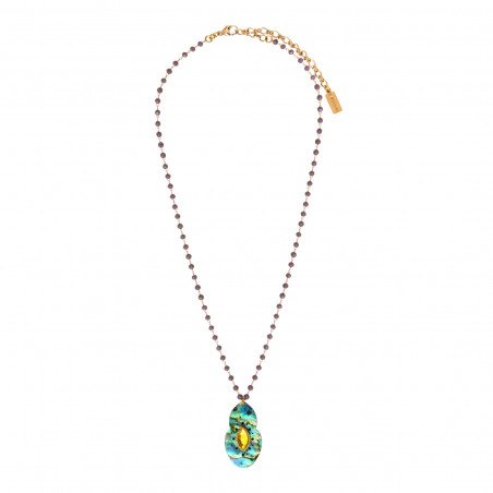Collier de perles gemmes pendentif nacre paua Mindoro - bleu irisé94379