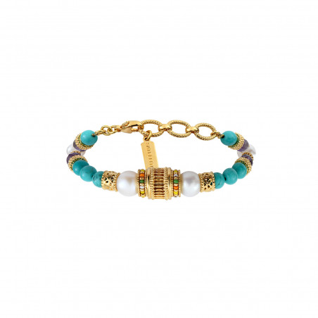 Tiki filigree river pearl adjustable bead bracelet