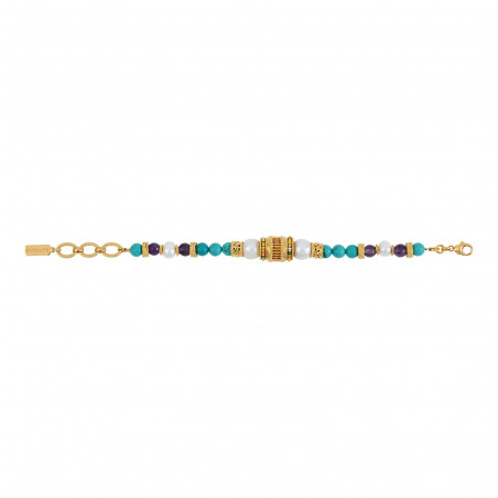 Tiki filigree river pearl adjustable bead bracelet94450