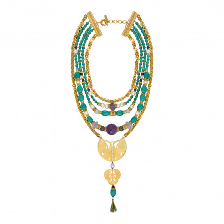 Tiki multi-row river pearl and gemstone sautoir necklace94470