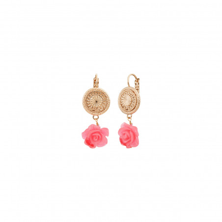 Miraflores flower sleeper earrings - pink