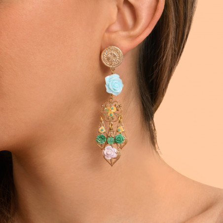 Miraflores dangly clip-on earrings - blue94505