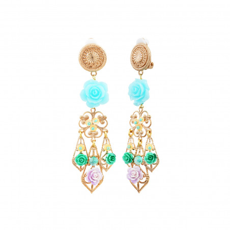Miraflores dangly clip-on earrings - blue