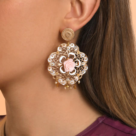 Baroque sequin Miraflores earrings - white94521