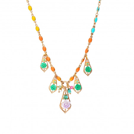 Collier pendentif Miraflores paillettes brodées - multicolore