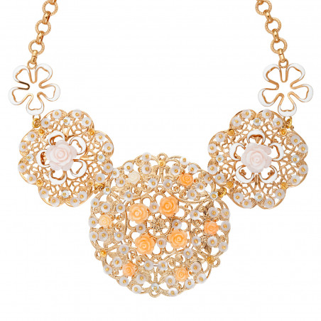 Miraflores embroidered sequin breastplate necklace - white