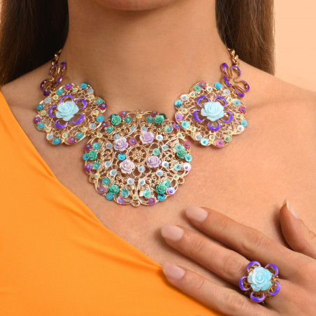 Miraflores embroidered sequin breastplate necklace - multicoloured94600