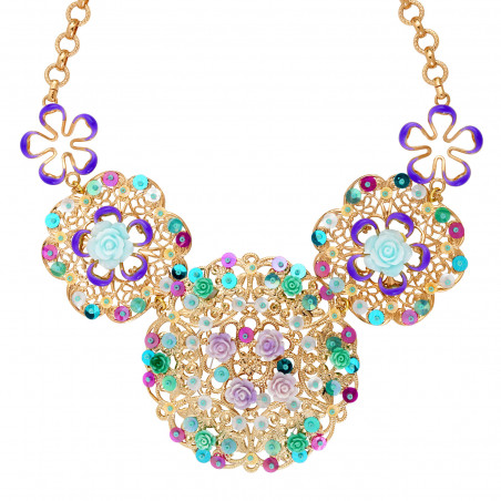 Miraflores embroidered sequin breastplate necklace - multicoloured