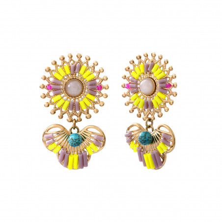 Neiva woven bead clip-on earrings - fluorescent