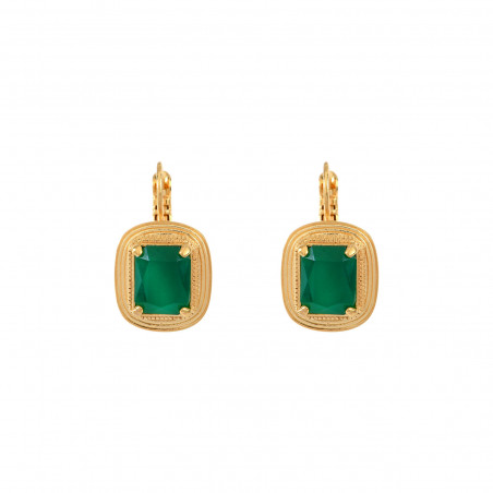 Faceted cabochon sleeper earrings - green